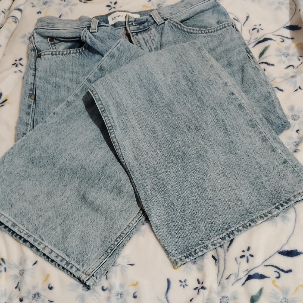 Denim Forum Blue Flare Wide Leg Jeans - Picture 6 of 6